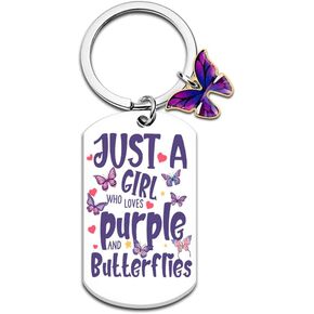 Butterfly Gifts For Girl Purple Ladies Gifts Friends Keychains Women Birthday Gifts Funny Cute Keychains Mom Daughter Sisters Girlfriend Christmas Thanksgiving Anniversary Stocking Stuffer Keychain