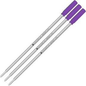 Lanier Combo Pack - 3 Pack - Monteverde® Soft Roll™ Ballpoint C13 Paste Ink Refill Compatible with Most Cross® Style Ballpoint Pens - Purple (Medium Tip 0.7mm)