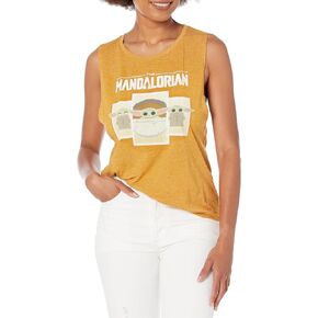 STAR WARS Junior's The Mandalorian The Child Cartoon Cards Festival Muscle Tee
