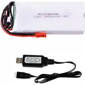 بطارية ليبو 7.4 فولت 2800 مللي أمبير في الساعة 8C قابلة للشحن لراديو لينك RC8X 8CH 2.4G RC جهاز تحكم عن بعد لجهاز الإرسال 1 حزمة مع شاحن USB