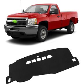 FIILINES Dash Cover Compatible with Chevrolet Silverado/GMC Sierra 2007-2013 (Only Fits with Two Glove Boxes) Dashboard Mat Cover Sunshade Nonslip Mesh Protector No Glare Accessories