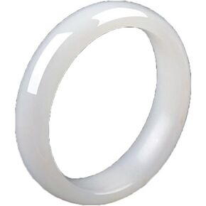 2.4in Natural white jade stone handmade bracelet Jade Bangle Bracelet for women gift with box（60-61mm）