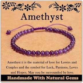 468Handmade Adjustable Natural Gemstone Crystal Bracelet Healing Power Energy Inspirational Gifts with Card for Unisex
