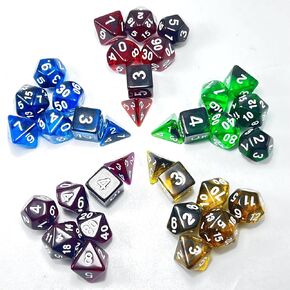 DND Transparent Dice Set Polyhedral - IDTQ Dungeons and Dragons Purple Translucent Dice Set RPG MTG Table Games 5sets D4 D6 D8 D10 D12 D20