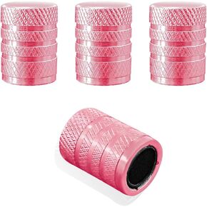 4 PCS Car Tire Valve Stem Caps, Aluminum Anti Corrosion Tire Air Caps with with Plastic Seal, Universal Leakproof Tyre Stem Cover, Car Accessories for Truck Bike Motorcycle (Pink)