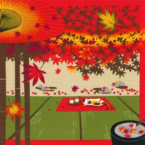 Furoshiki- Japanese Wrapping Cloth (Sketches of Cat : Maple Trees in Japan)