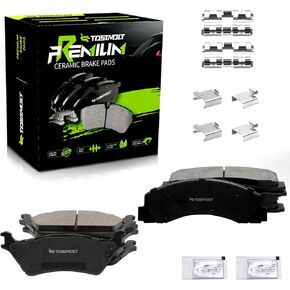 New 8pcs Complete Front+Rear Super Quiet Shimmed Slotted Ceramic Disc Brake Pads Set w/Installation Hardware Compatible With 12-14 Ford F-150 15-20 F150 w/Manual (Mechanical) Parking Brake