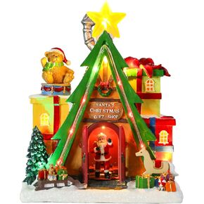 DREAM GARDEN Christmas Village Decorations, Animated Church House with Skating Pond and LED Lights Battery Operated Musical Collectible Buildings for Home Table Holiday Display