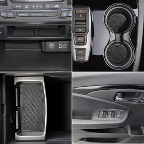auovo Door Mats for Honda Pilot 2021 2022 2016-2020 Interior Accessories Custom Fit Door Compartment Cup Holder Center Console Anti Dust Mats Inserts (31pcs/Set) (Black Trim)