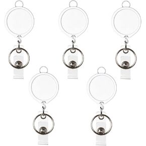 5 Pack Retractable Badge reels for lanyards Nurses, Badge Holder Reel Retractable with Metal Ring, Black Badge Reel for id Badge Reel Lanyard,Retractable id Badge with Clip