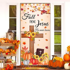 Fall Party Door Banner Decorations Large Fall Door Cover Bird Pumpkin Fall Backdrop Sign Party Supplies for Harvest Thanksgiving Autumn Birthday Background Photo Booth Props Party Decor 73 x 36 inch