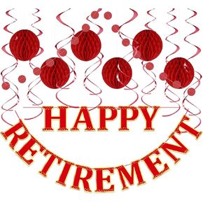 Retirement Party Decorations, NO DIY - Rose Gold | Happy Retirement Banner, Honeycomb Balls, Swirls, Garland | Happy Retirement Decorations | Retirement Decorations for Women
