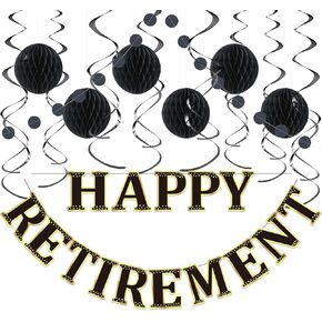 Retirement Party Decorations, NO DIY - Rose Gold | Happy Retirement Banner, Honeycomb Balls, Swirls, Garland | Happy Retirement Decorations | Retirement Decorations for Women