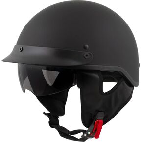 Milwaukee Helmets Momentum Matte Black Half Face Motorcycle Helmet w/Drop Down Visor for Men and Women DOT Approved MPH9718DOT - Large