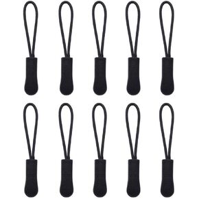 10Pc Black Zipper Pull Puller End Fit Rope Tag Replacement Clip Broken Buckle Fixer Tent Tab Cord Kit Suitcase Zip Backpack Travel Bag Fasteners
