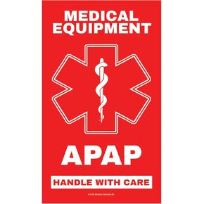 APAP Medical Alert Equipment Luggage Tag - Handle with Care, DOT and ACAA regulations (LUG-APAP-192) Quantity (2)