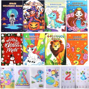 8 Pack Coloring Books for Kids Ages 4-8, Mini Coloring Book for Classroom Rewards, Stocking Stuffers Party Favors Bags, Activity Books for Boys, Girls