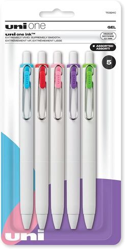 uni-ball one Retractable Gel Pens, Medium Point (0.7mm), Assorted Ink, 5 Pack in Saudi Arabia