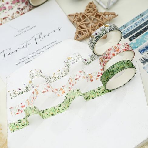 18 Rolls Seasons Flowers Washi Tape Set Floral Arts Adhesive Tapes Blooming Garden Decorative Masking Tape Sets for Craft, Kids, Scrapbook, DIY, Gift Wrapping (Spring) in Kuwait
