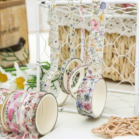 18 Rolls Seasons Flowers Washi Tape Set Floral Arts Adhesive Tapes Blooming Garden Decorative Masking Tape Sets for Craft, Kids, Scrapbook, DIY, Gift Wrapping (Spring) in Kuwait