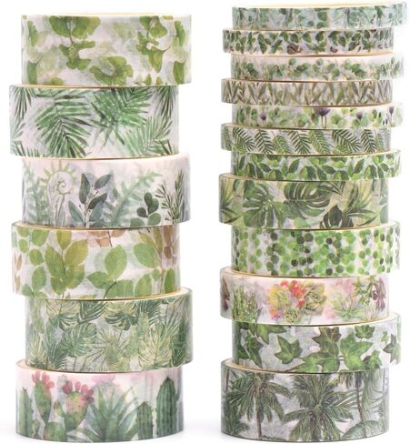 18 Rolls Seasons Flowers Washi Tape Set Floral Arts Adhesive Tapes Blooming Garden Decorative Masking Tape Sets for Craft, Kids, Scrapbook, DIY, Gift Wrapping (Spring) in Kuwait