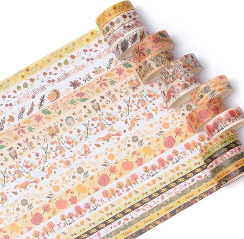 18 Rolls Seasons Flowers Washi Tape Set Floral Arts Adhesive Tapes Blooming Garden Decorative Masking Tape Sets for Craft, Kids, Scrapbook, DIY, Gift Wrapping (Spring) in Kuwait