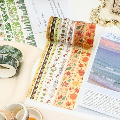 18 Rolls Seasons Flowers Washi Tape Set Floral Arts Adhesive Tapes Blooming Garden Decorative Masking Tape Sets for Craft, Kids, Scrapbook, DIY, Gift Wrapping (Spring) in Kuwait