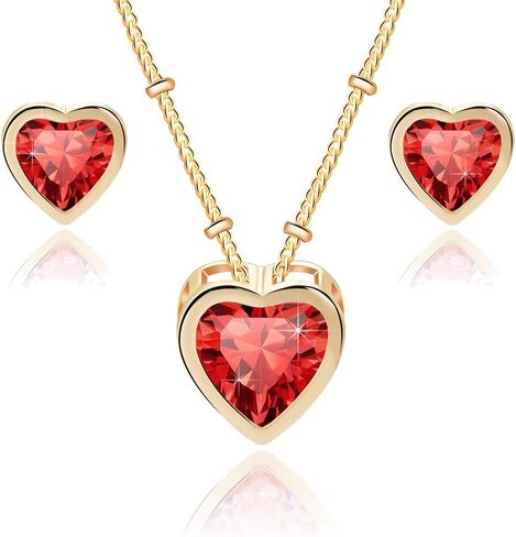 EVEVIC Austrian Crystal Heart Pendant Necklace Earrings for Women 14K Gold Plated Hypoallergenic Jewelry Set in Saudi Arabia