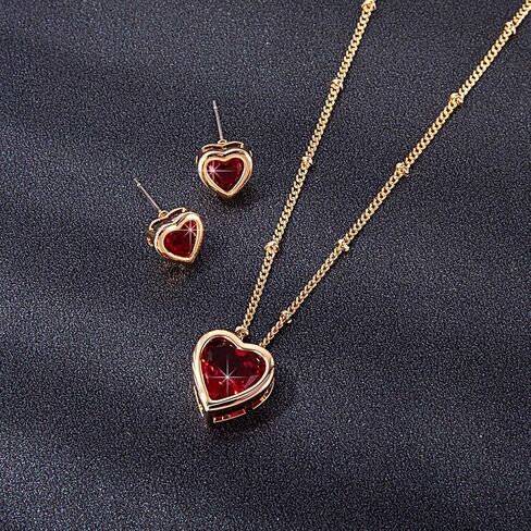EVEVIC Austrian Crystal Heart Pendant Necklace Earrings for Women 14K Gold Plated Hypoallergenic Jewelry Set in Saudi Arabia