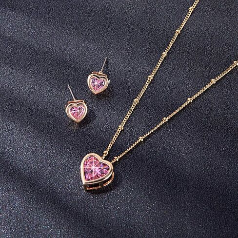 EVEVIC Austrian Crystal Heart Pendant Necklace Earrings for Women 14K Gold Plated Hypoallergenic Jewelry Set in Saudi Arabia