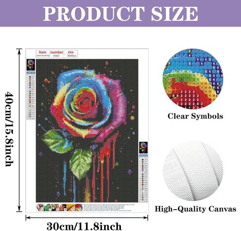 مجموعات الرسم الفني الماسي من Eiflow DIY للبالغين من زهرة الورد، لوحة ألماس حيوانات خماسية الأبعاد مثقاب دائري كامل (12 × 16 بوصة) in Saudi Arabia