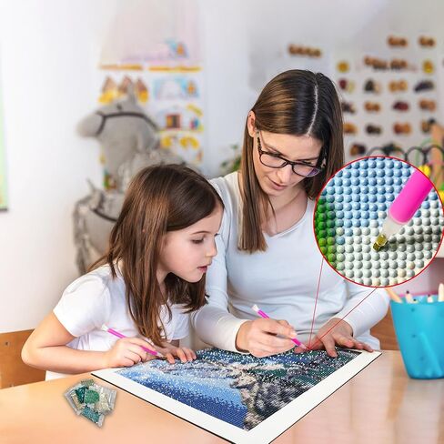 مجموعات الرسم الفني الماسي من Eiflow DIY للبالغين من زهرة الورد، لوحة ألماس حيوانات خماسية الأبعاد مثقاب دائري كامل (12 × 16 بوصة) in Saudi Arabia
