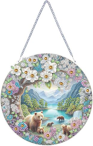 مجموعة قلادة LYENYI DIY للتعليق الفني على شكل دب، مجموعة زينة خاصة لطلاء الماس على شكل جوهرة جبلية للبالغين، لوحة جواهر DIY للبالغين المبتدئين حرفة ألماس كريستالية خاصة 7.5 بوصة in Kuwait