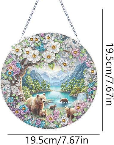 مجموعة قلادة LYENYI DIY للتعليق الفني على شكل دب، مجموعة زينة خاصة لطلاء الماس على شكل جوهرة جبلية للبالغين، لوحة جواهر DIY للبالغين المبتدئين حرفة ألماس كريستالية خاصة 7.5 بوصة in Kuwait