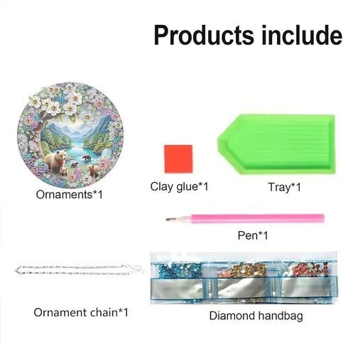 مجموعة قلادة LYENYI DIY للتعليق الفني على شكل دب، مجموعة زينة خاصة لطلاء الماس على شكل جوهرة جبلية للبالغين، لوحة جواهر DIY للبالغين المبتدئين حرفة ألماس كريستالية خاصة 7.5 بوصة in Kuwait
