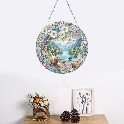 مجموعة قلادة LYENYI DIY للتعليق الفني على شكل دب، مجموعة زينة خاصة لطلاء الماس على شكل جوهرة جبلية للبالغين، لوحة جواهر DIY للبالغين المبتدئين حرفة ألماس كريستالية خاصة 7.5 بوصة in Kuwait