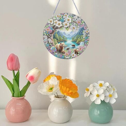 مجموعة قلادة LYENYI DIY للتعليق الفني على شكل دب، مجموعة زينة خاصة لطلاء الماس على شكل جوهرة جبلية للبالغين، لوحة جواهر DIY للبالغين المبتدئين حرفة ألماس كريستالية خاصة 7.5 بوصة in Kuwait