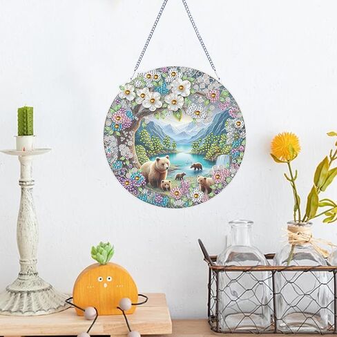 مجموعة قلادة LYENYI DIY للتعليق الفني على شكل دب، مجموعة زينة خاصة لطلاء الماس على شكل جوهرة جبلية للبالغين، لوحة جواهر DIY للبالغين المبتدئين حرفة ألماس كريستالية خاصة 7.5 بوصة in Kuwait