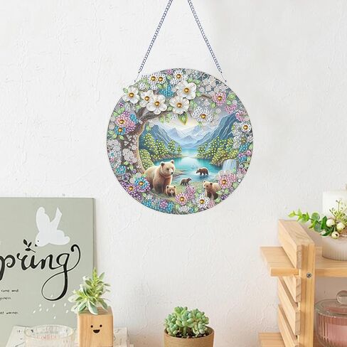 مجموعة قلادة LYENYI DIY للتعليق الفني على شكل دب، مجموعة زينة خاصة لطلاء الماس على شكل جوهرة جبلية للبالغين، لوحة جواهر DIY للبالغين المبتدئين حرفة ألماس كريستالية خاصة 7.5 بوصة in Kuwait