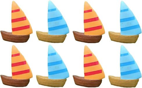 Terrarium Seashore Boat - 4 قطع صغيرة على الشاطئ، قارب شراعي على شكل نجم البحر، نموذج مركب شراعي مصغر، تماثيل قارب الشاطئ الخيالية، زينة لاستحمام الطفل، الأعمال اليدوية، صناعة الشموع، ديكورات المنزل in Kuwait