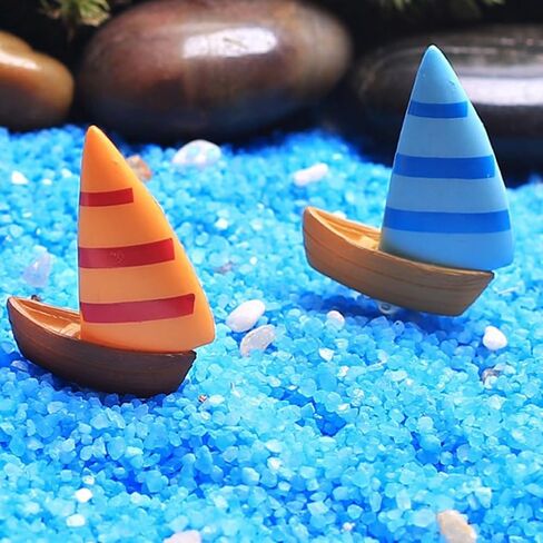Terrarium Seashore Boat - 4 قطع صغيرة على الشاطئ، قارب شراعي على شكل نجم البحر، نموذج مركب شراعي مصغر، تماثيل قارب الشاطئ الخيالية، زينة لاستحمام الطفل، الأعمال اليدوية، صناعة الشموع، ديكورات المنزل in Kuwait