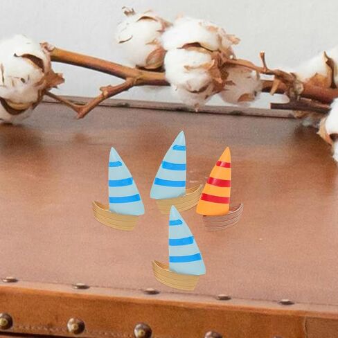 Terrarium Seashore Boat - 4 قطع صغيرة على الشاطئ، قارب شراعي على شكل نجم البحر، نموذج مركب شراعي مصغر، تماثيل قارب الشاطئ الخيالية، زينة لاستحمام الطفل، الأعمال اليدوية، صناعة الشموع، ديكورات المنزل in Kuwait