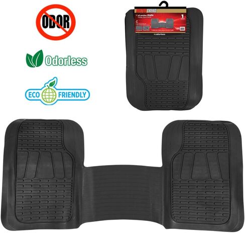 Motor Trend FlexTough 3-Row Heavy Duty Rubber Floor Mats & Liners Mega Truck/SUV/Van Combo - Heavy Duty Odorless All Weather Protection, Universal Trim to Fit, Black in Saudi Arabia