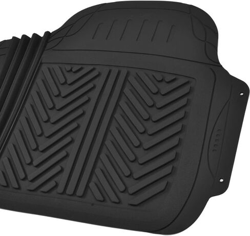 Motor Trend FlexTough 3-Row Heavy Duty Rubber Floor Mats & Liners Mega Truck/SUV/Van Combo - Heavy Duty Odorless All Weather Protection, Universal Trim to Fit, Black in Saudi Arabia