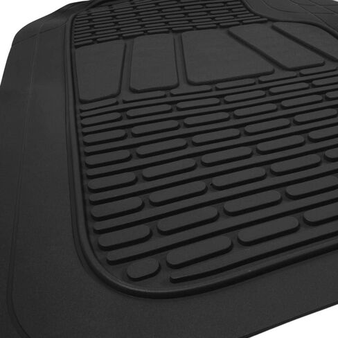 Motor Trend FlexTough 3-Row Heavy Duty Rubber Floor Mats & Liners Mega Truck/SUV/Van Combo - Heavy Duty Odorless All Weather Protection, Universal Trim to Fit, Black in Saudi Arabia