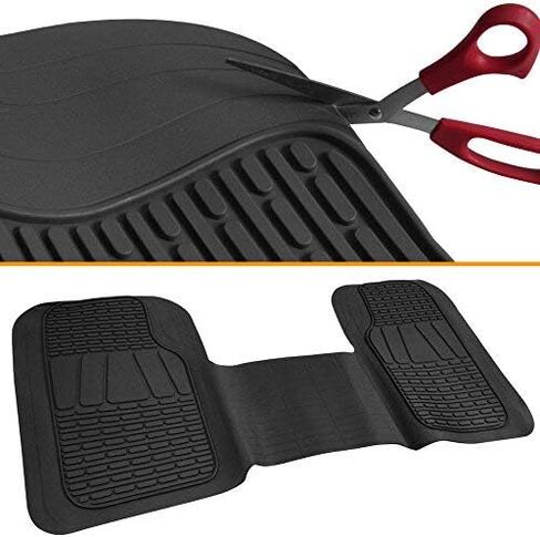 Motor Trend FlexTough 3-Row Heavy Duty Rubber Floor Mats & Liners Mega Truck/SUV/Van Combo - Heavy Duty Odorless All Weather Protection, Universal Trim to Fit, Black in Saudi Arabia