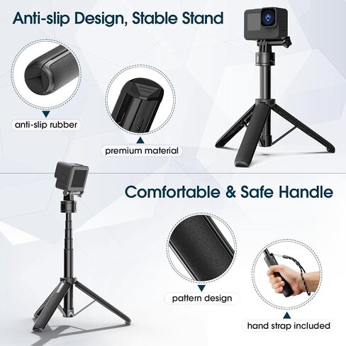 ULANZI MT-34 حامل ثلاثي القوائم قابل للتمديد لكاميرا Gopro، Go Quick II 20.7 بوصة حامل ثلاثي القوائم لكاميرا الحركة مع حزام يد 4 مراحل ملحقات مدونة فيديو محمولة لـ GoPro Hero 12 11 10 9/Max/DJI OSMO/Insta 360 in Kuwait