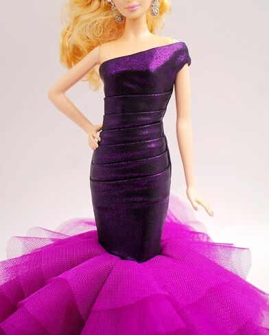 [فستان مصنوع يدويًا مناسب لدمية مقاس 12 بوصة] فستان حورية البحر أرجواني كلاسيكي بكتف واحد من Cora Gu / فساتين زفاف تناسب دمية عصرية مقاس 12 بوصة [الدمية غير متضمنة] in Kuwait