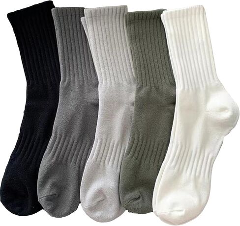 SweatyRocks Women's 5 Pairs Solid Crew Socks Knitted Couple Socks Athletic in Saudi Arabia