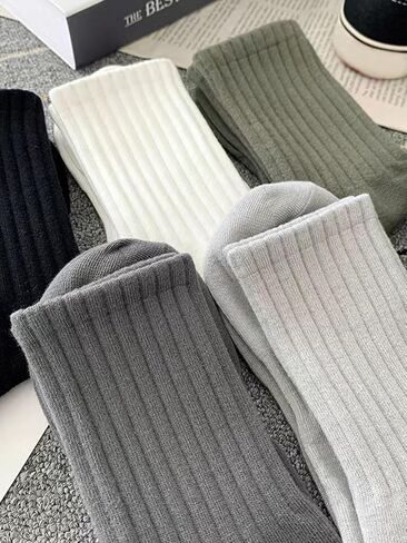 SweatyRocks Women's 5 Pairs Solid Crew Socks Knitted Couple Socks Athletic in Saudi Arabia